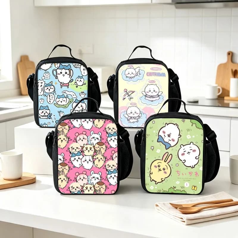 Chiikawas Lunch Bags for Women Men Cartoon Anime Pattern Large Capacity Portable Cooler Bag Unisex Fashion Handbags Party Gifts