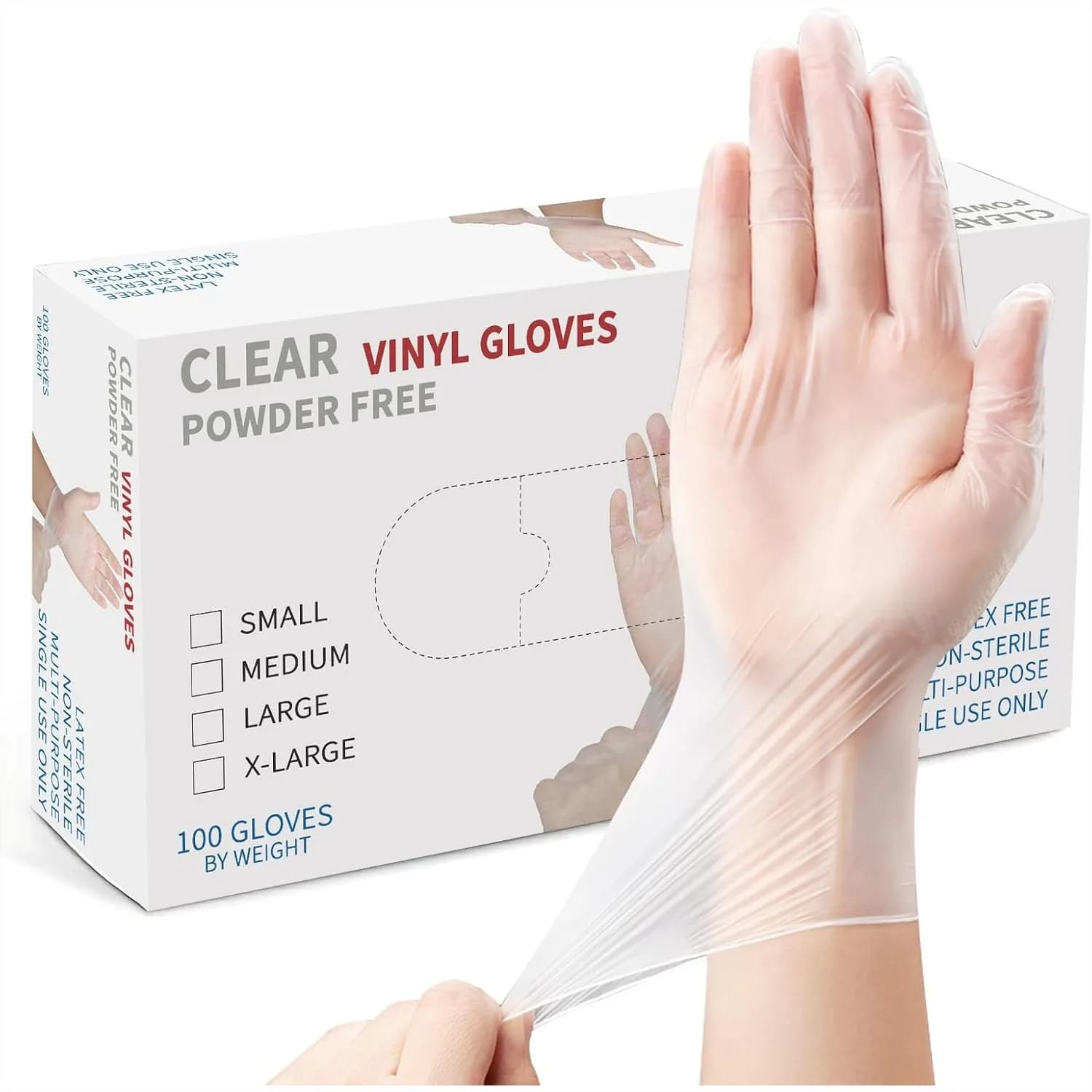 Guanti in Vinile Trasparente M, Sicuri per Alimenti, Senza Lattice, Senza Polvere, Guanti Monouso per Cucina, Preparazione Cibo, Pulizie Domestiche, Confezione da 100
