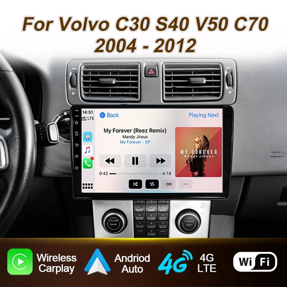 Android Auto For Volvo C30 S40 V50 C70 2004 2005 2006 2007 2008 - 2012 Car Radio Carplay Multimedia Player Stereo 4G GPS Wifi BT