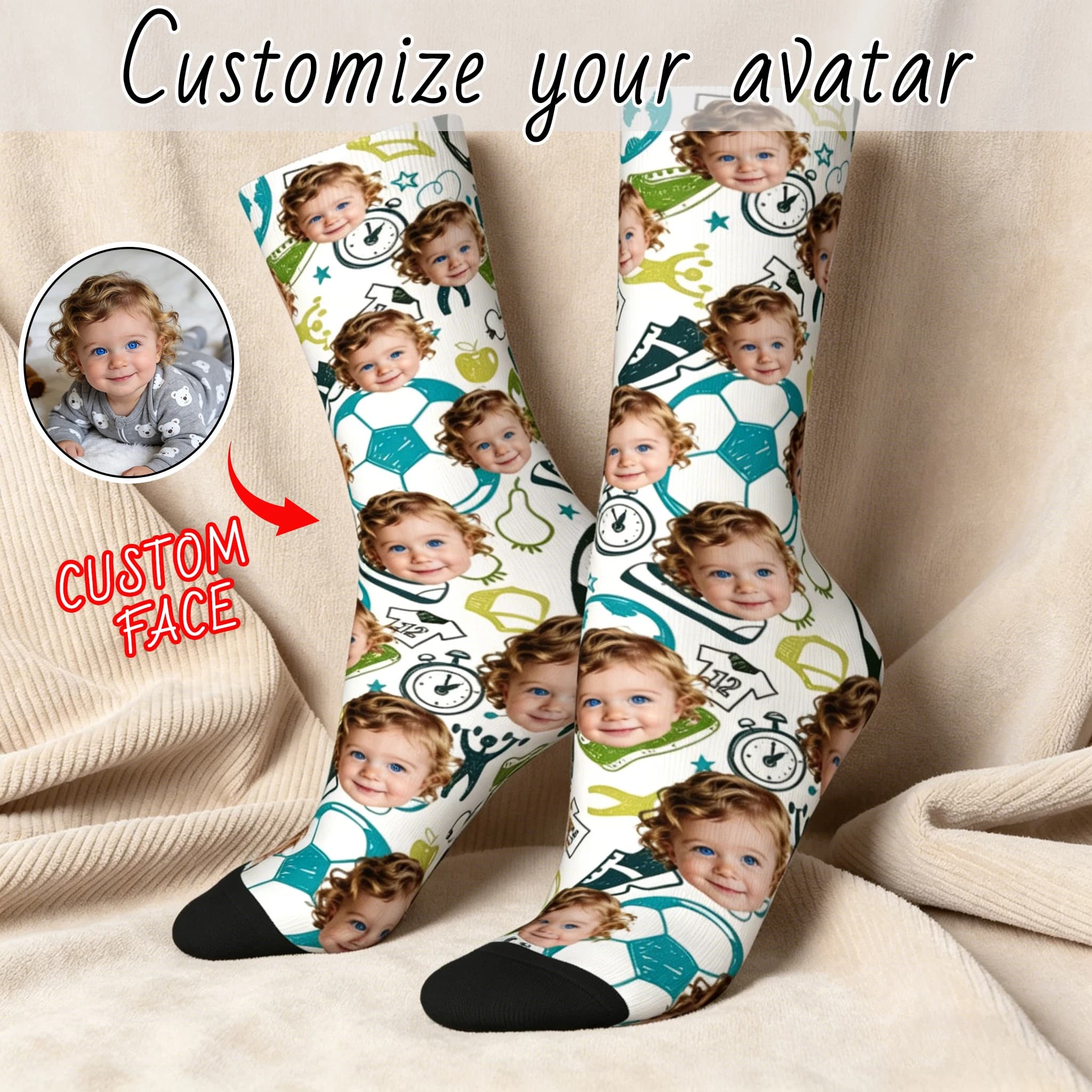 Calzini personalizzati a forma di viso, calzini unisex fai-da-te, calzini con foto personalizzata, calzini con immagine personalizzata, calzini personalizzati come regalo