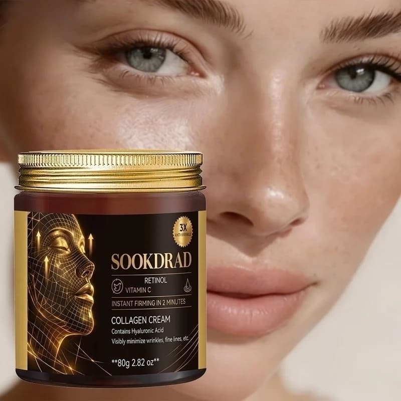 Crema al Collagene con Retinolo, Vitamina C e Acido Ialuronico, 80g/2.82oz, Illumina la Pelle, Per Tutti i Tipi, Uso Quotidiano