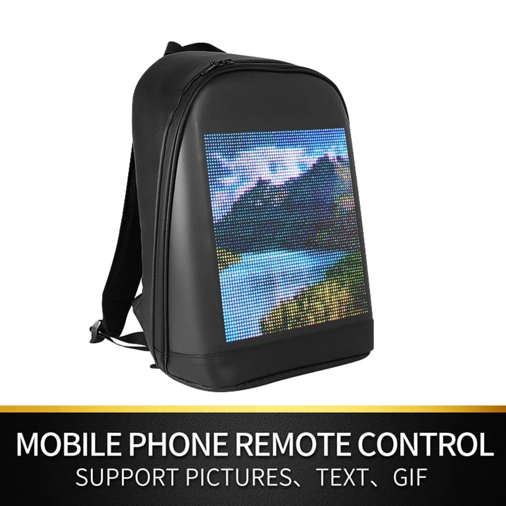 Zaino con display a LED Donna Uomo Cartellone da passeggio Zaini pubblicitari aziendali wireless intelligenti Borsa da scuola per laptop da viaggio