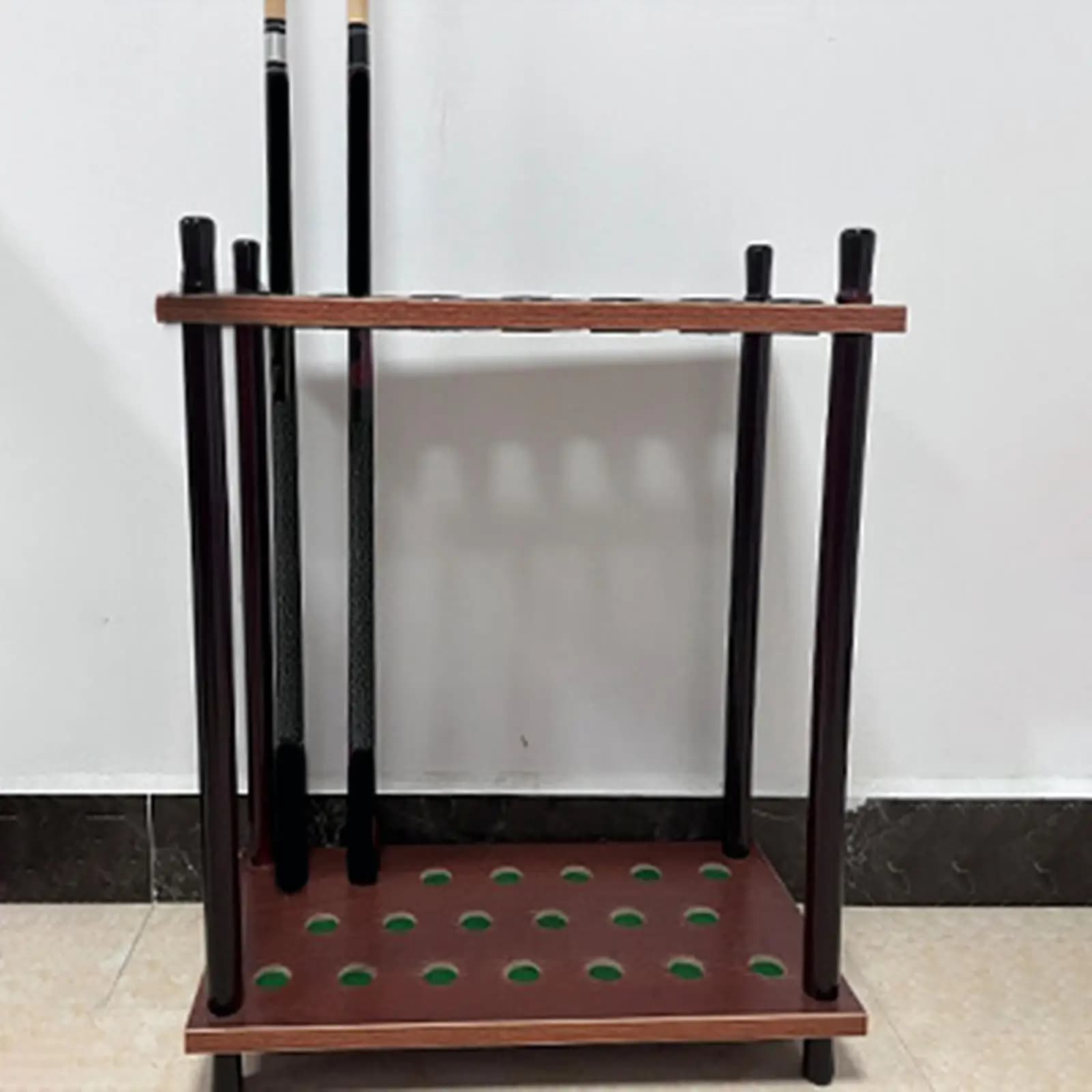Premium Wooden Cue Rack - Holds 20 Pool Cues, Elegant Billiard Accessories Stand