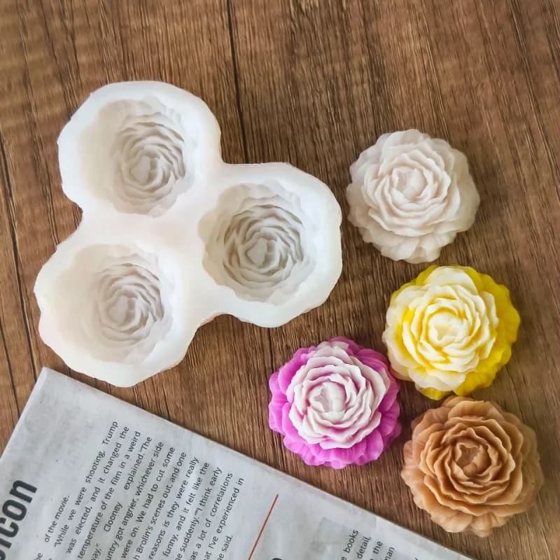 Peony Flower Candle Silicone Mold 3D Mini Rose Flower Soap Gypsum Handicraft Resin Mold DIY Crafts Tool