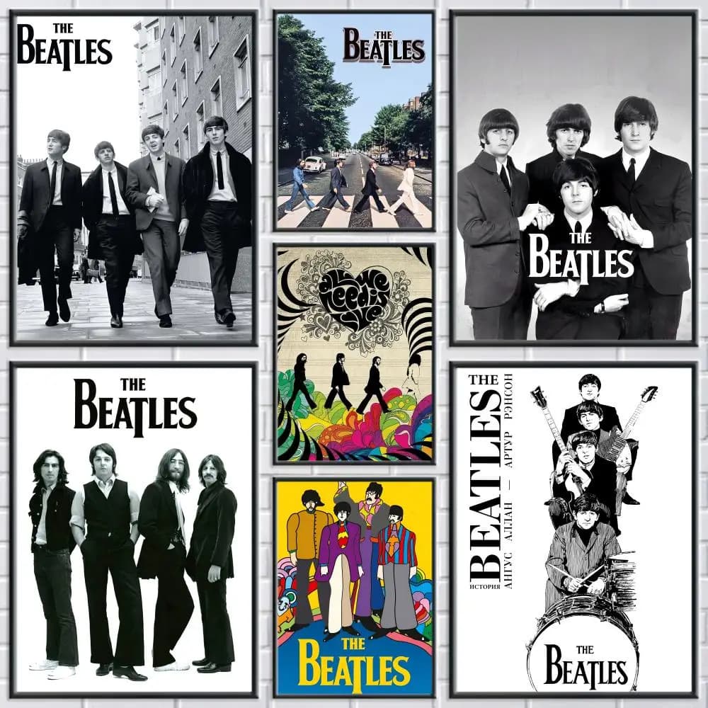 POP Rock Band The bB-Beatles-ES Poster Adesivi murali moderni ed eleganti per la decorazione domestica Soggiorno Dormitorio Wall Art