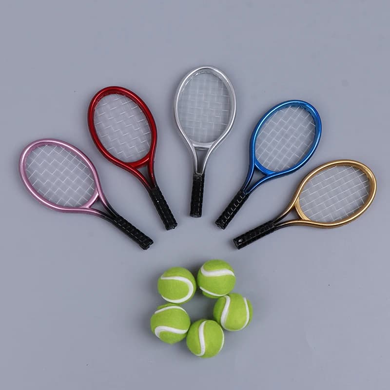 2 pcs/set Puntelli Photo Creative Gift Doll Tennis Rack Miniature Ball Rack 1/6 1/12 Sporty Equipment Home Dolls