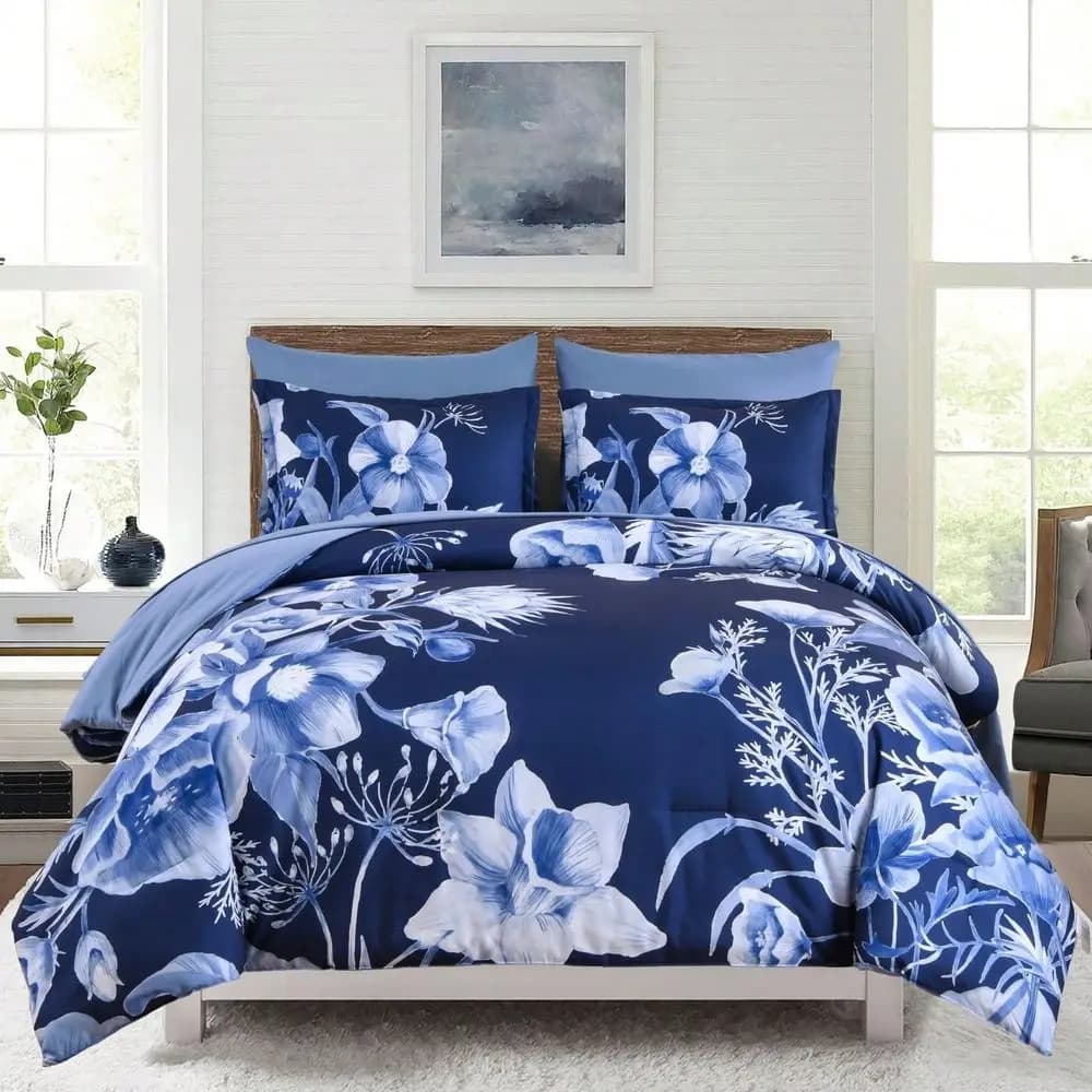 Set Copripiumino Floreale Viola Completo per Letto Matrimoniale, Queen e King, Elegante Copripiumino con Set di Lenzuola, Morbido Set di Biancheria da Letto in Microfibra