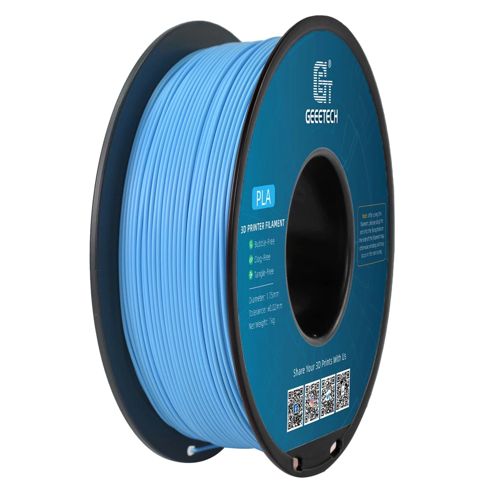 GEEETECH materiali di stampa 3D filamento PLA per stampante 3D FDM 1 kg (2,2 libbre) confezione sottovuoto 1.75mm +-0.03mm