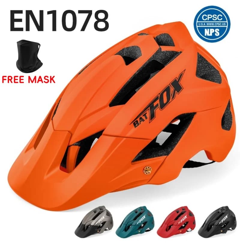 BATFOX Cycling Helmet Bike MTB Bicycle Helmet 2024 New Orange Man Woman Mountain Road Bike Sports helmets integrally shaped