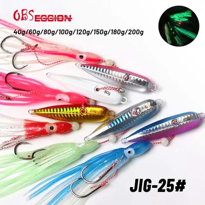 OBSESSION J25 Inchiku Calamari Recall Metal Lento Jig Esca Gonne Head Hook 40g-200g Water Flood Sea Fishing Spinning Jig Esche