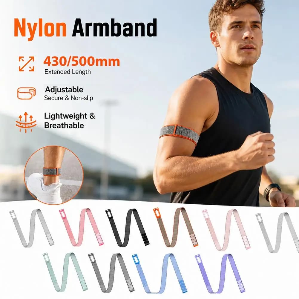 430/500mm Nylon Armband For Google Fitbit Air Adjustable Sport Strap Breathable Elastic Belt For Running Gym Fitness Accessories