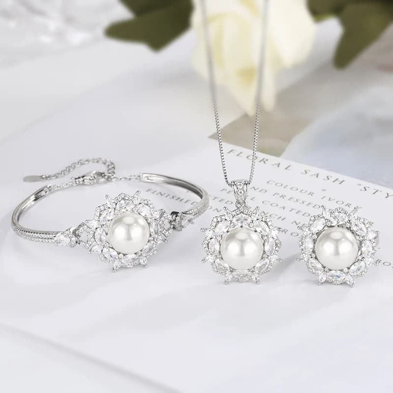 Nuovi gioielli con perle e pietre preziose, collana, bracciale, anello, all'ingrosso, da donna, di fascia alta, versatile