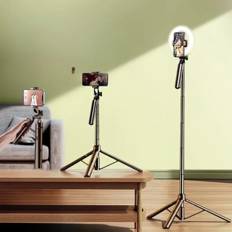 Supporto per cellulare per live streaming, treppiede selfie stick, per scatti selfie, foto e video