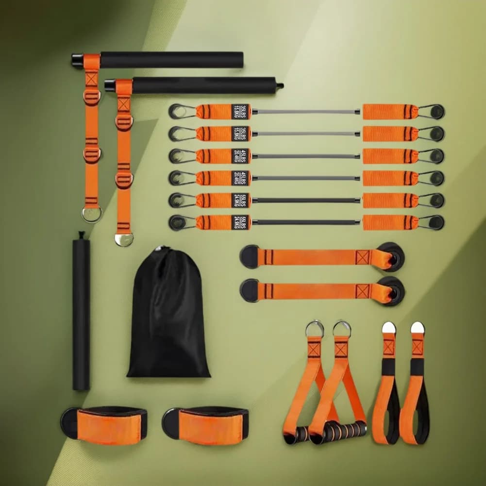 Kit barra per pilates con fasce di resistenza Barra per pilates multifunzionale Attrezzatura per allenamento per pilates Attrezzatura per allenamento per la forza della palestra domestica