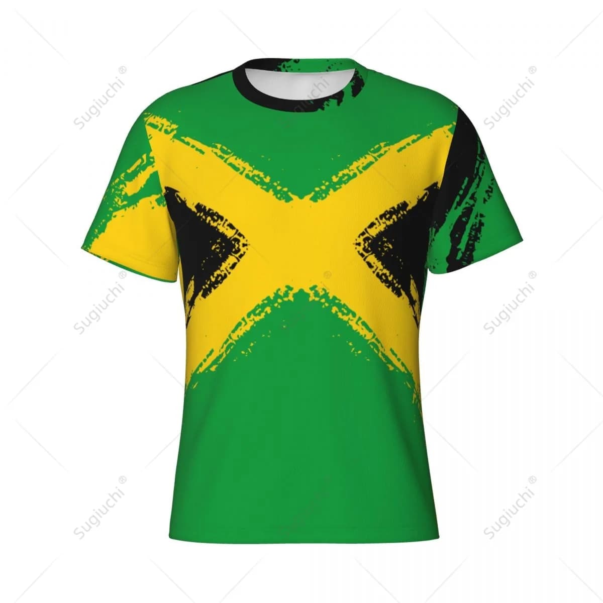 Nome personalizzato Nunber Giamaica Bandiera Colore Uomo T-shirt sportiva attillata T-shirt da donna per tifosi di calcio