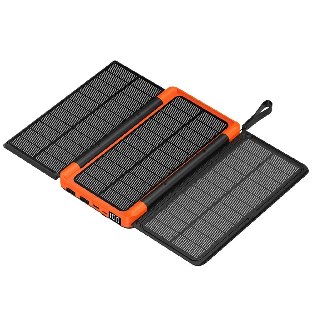 Outdoor Solar Charger Foldable Power Bank Portable External Battery Pack Camping Hiking Gear Travel Emergency Power Supply