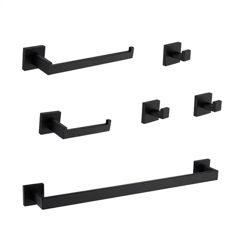 Set di accessori per il bagno da 6 pezzi, accessori da bagno essenziali con finitura durevole, portasciugamani, ganci e altro ancora per un aggiornamento elegante