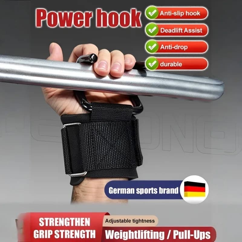 Weight Lifting Hook Grips with Wrist Wraps Hand-Bar Wrist Strap Gym Fitness Hook Weight Strap Pull-Ups Power Lifting Gloves