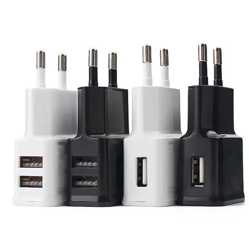 Caricatore USB 5V 2A Caricabatterie USB doppi Adattatore di alimentazione per telefono cellulare con spina europea Caricatore da muro da viaggio per adattatore di alimentazione per telefono Xiaomi Huawei