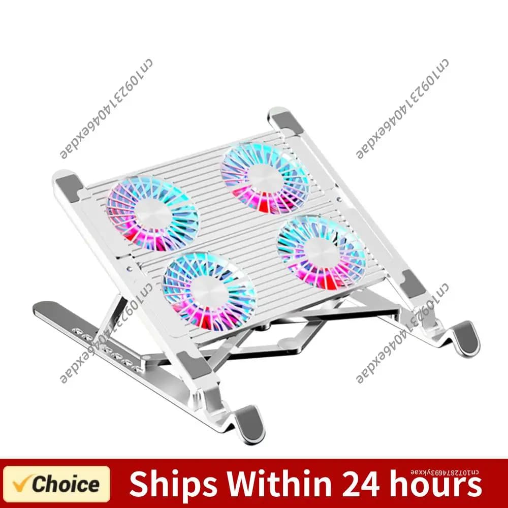 Supporto per Notebook con 2/4 Ventole, Pieghevole, RGB, Silenzioso, per Gaming, 7 Altezze Regolabili, per Laptop da 11-17.3 Pollici