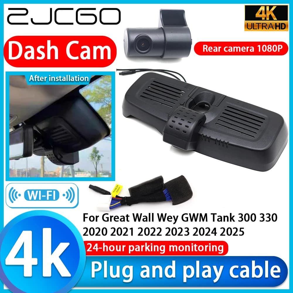 ZJCGO 4K UHD Plug and Play, Dash Cam for Auto Great Wall Wey GWM Tank 300 330 2020 2021 2022 2023 2024 2025