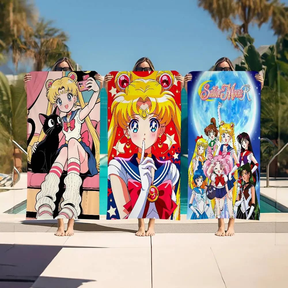 S-Sailors Anime Moon Anime Beach Swimming Towel Soft Absorbent Washcloth Children's Gifts for Kids Travel Camping Gym