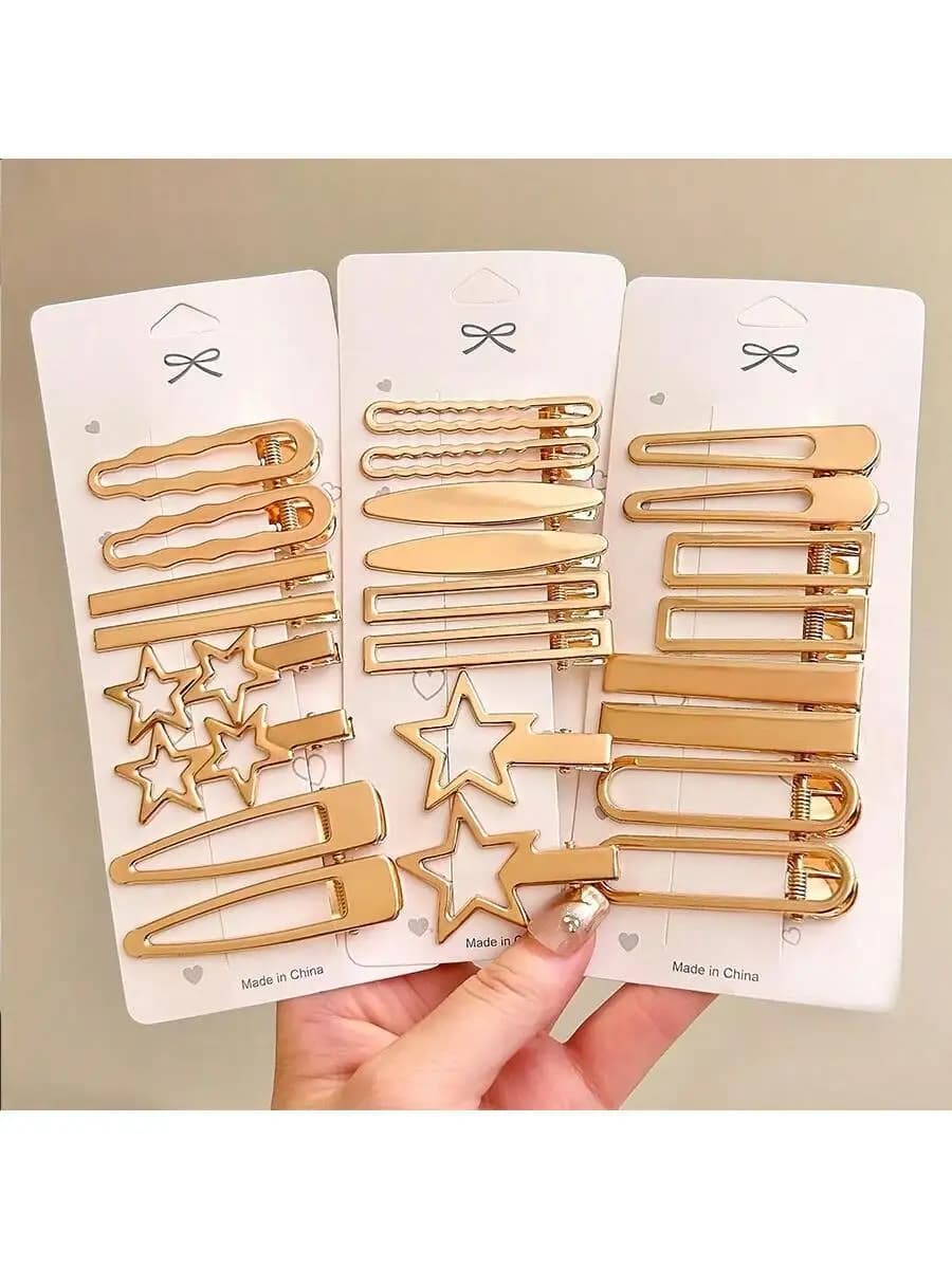 Set di 24 fermagli per capelli da donna alla moda con stelle e onde per uso quotidiano