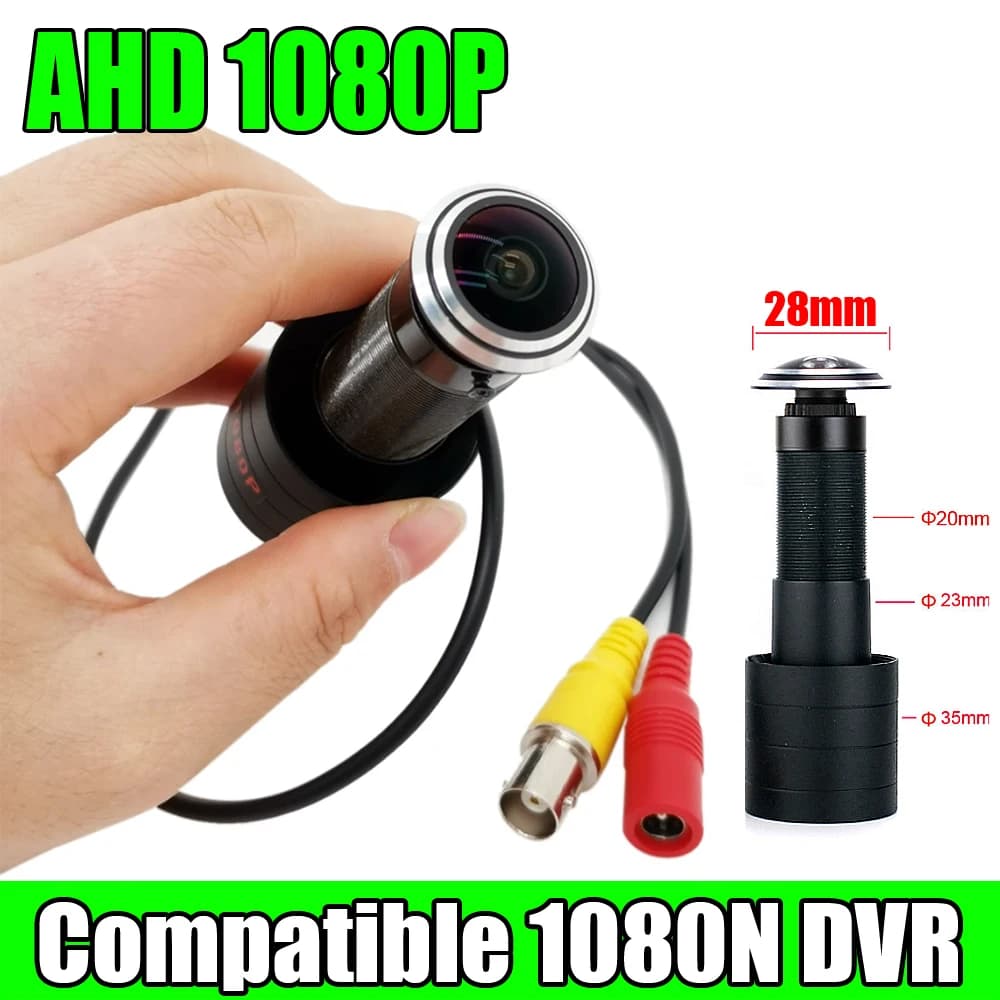 1.7mm panorama Fish-Eye 1080P Door Cat Eye Metal Color Wide View CCTV Door AHD Camera Viewer regolabile per la sicurezza domesti
