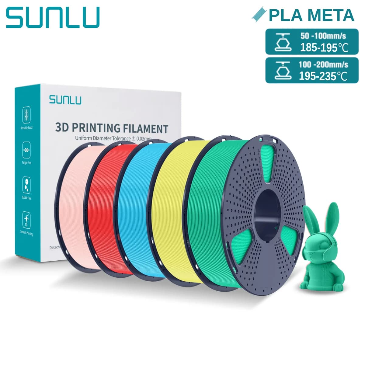 SUNLU Meta PLA 3D Filament 1.75 mm 1 kg Good tenacity PLA 3D Printing Filaments well wrapped for 3D FDM printing materials