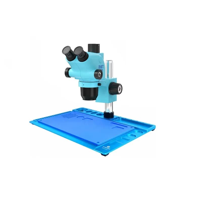 Microscopio stereo trinoculare HD RL-M6T Pro-004N + Sorgente luminosa RL-033D + Adattatore 0.5CTV + Telecamera HD 4K MC1 per riparazione PCB di telefoni