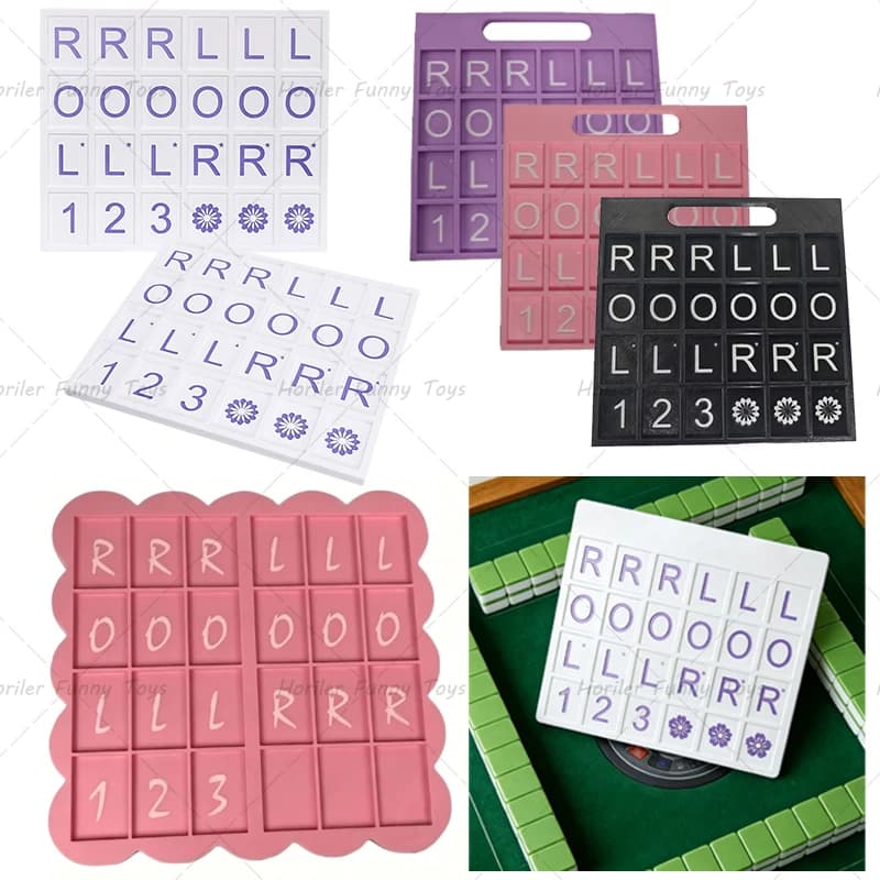 Mahjong Board Practice Tiles 3D Printed 24 Slots Portable Fun Games Training Tool for Vacation Camping Party