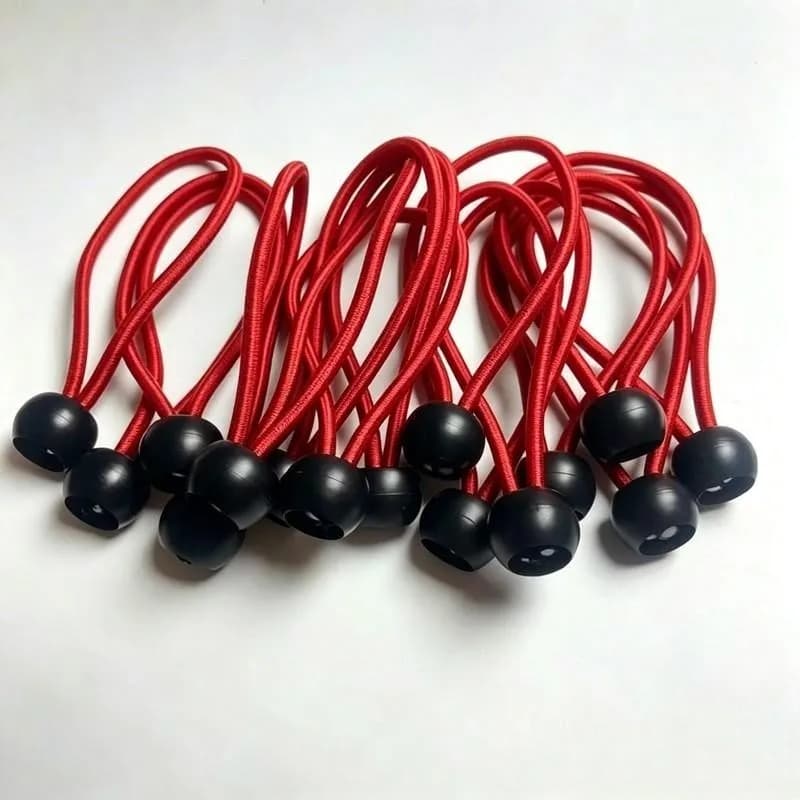45 pcs Red Nylon Cord Material 30cm Elastic Ball Cords, great for Camping Tent Tie Down, Strong Stretch Tension