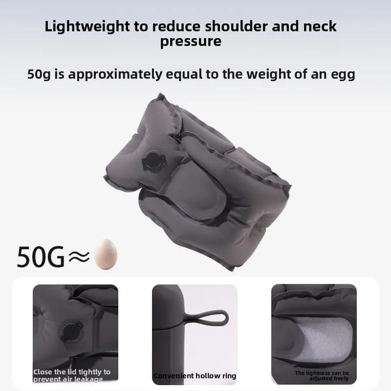 Cuscino da Viaggio per Aereo, Portatile, Gonfiabile a Pressione, a Forma di U con Borsa Portaoggetti, Supporto Cervicale Pieghevole Creativo