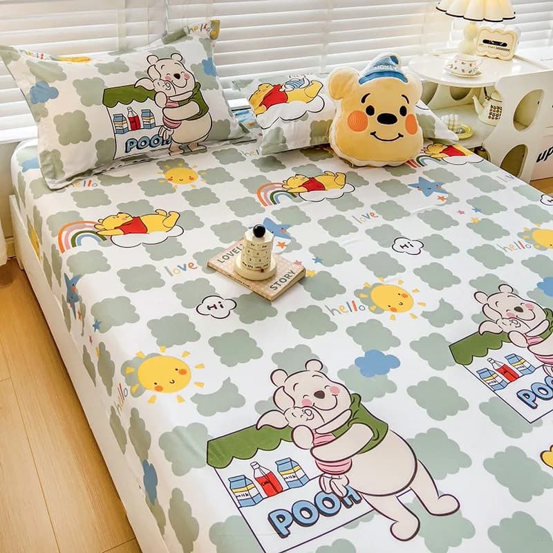Winnie The Pooh Tigger Bed linen with corners 100% polyester Full bedding set 2/3 pieces Anime Home Decor