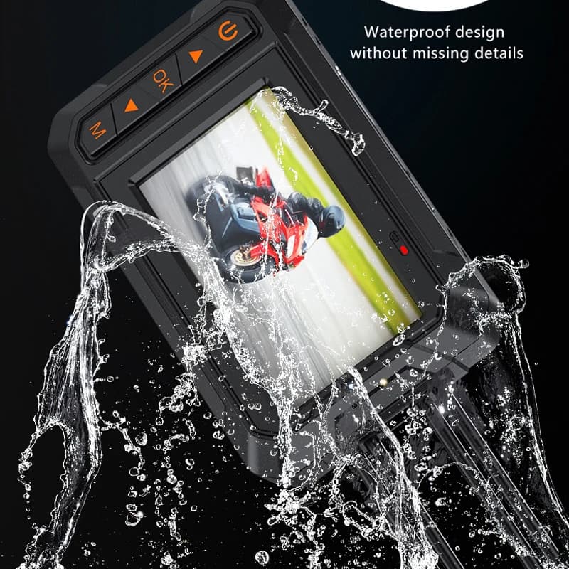2K 3'' IPS Dual Lens Motorcycle GPS Dash Cam Waterproof IP67 Rearview Mirror Camera Loop Recording Video Feature Car Black Box