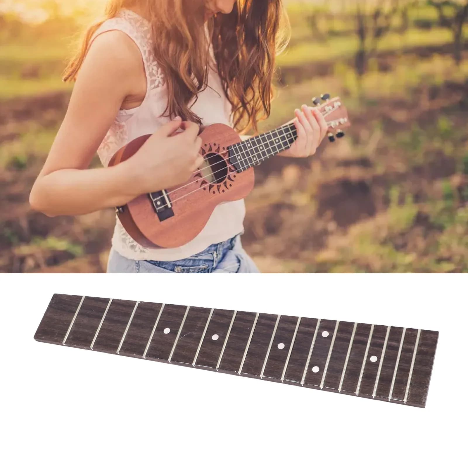 Tastiera per ukulele Tastiera in palissandro 23 pollici 17 tasti di ricambio per strumento musicale