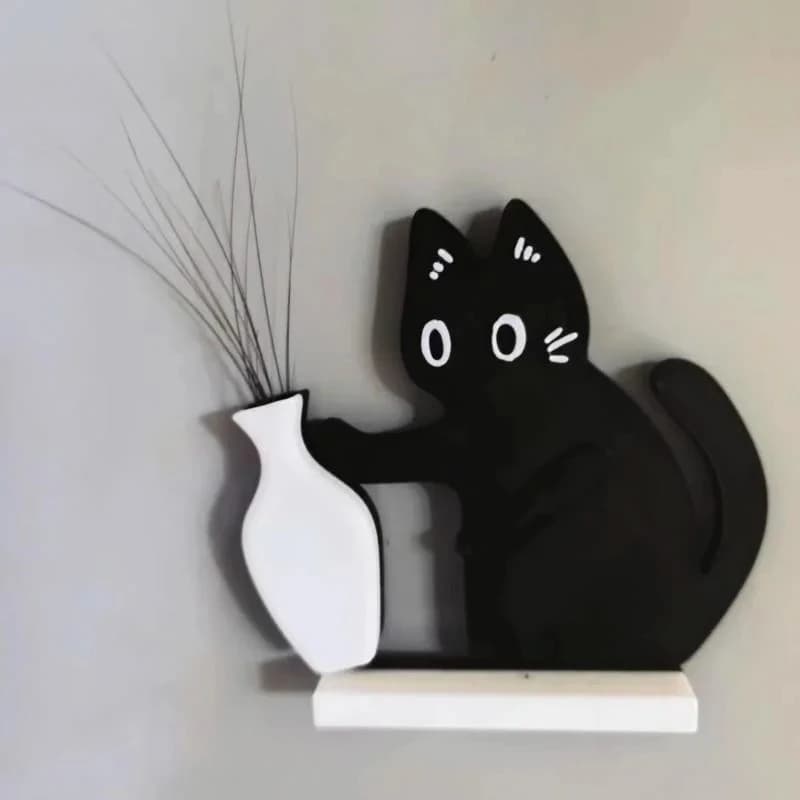 Creative Black Cat Fridge Magnet Acrylic Refrigerator Sticker Cat Whisker Collection Fridge Magnet Figurine Kitchen Decor Gifts