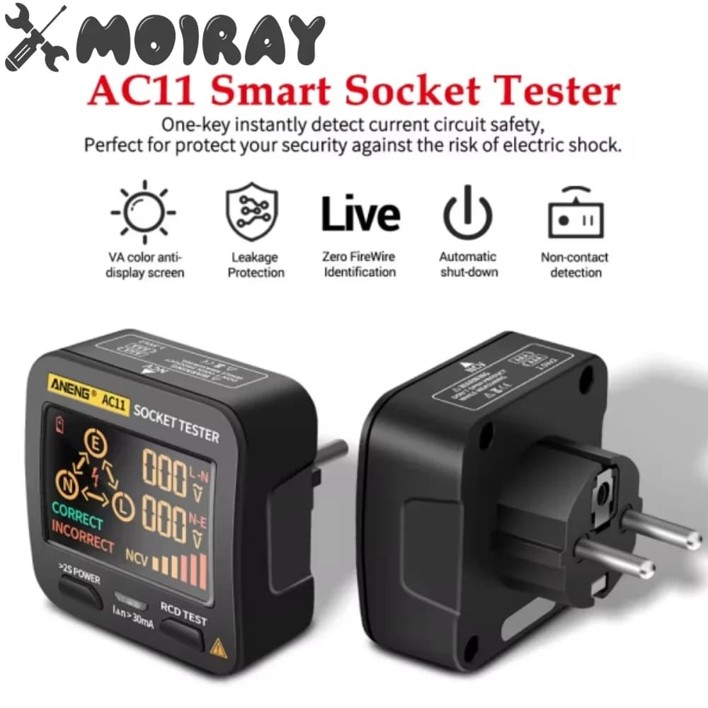 ANENG AC11 Digital Smart Clamp Polarity Tester of Voltage Spine Circuit Pusher Push Button US/UK/EU/AU