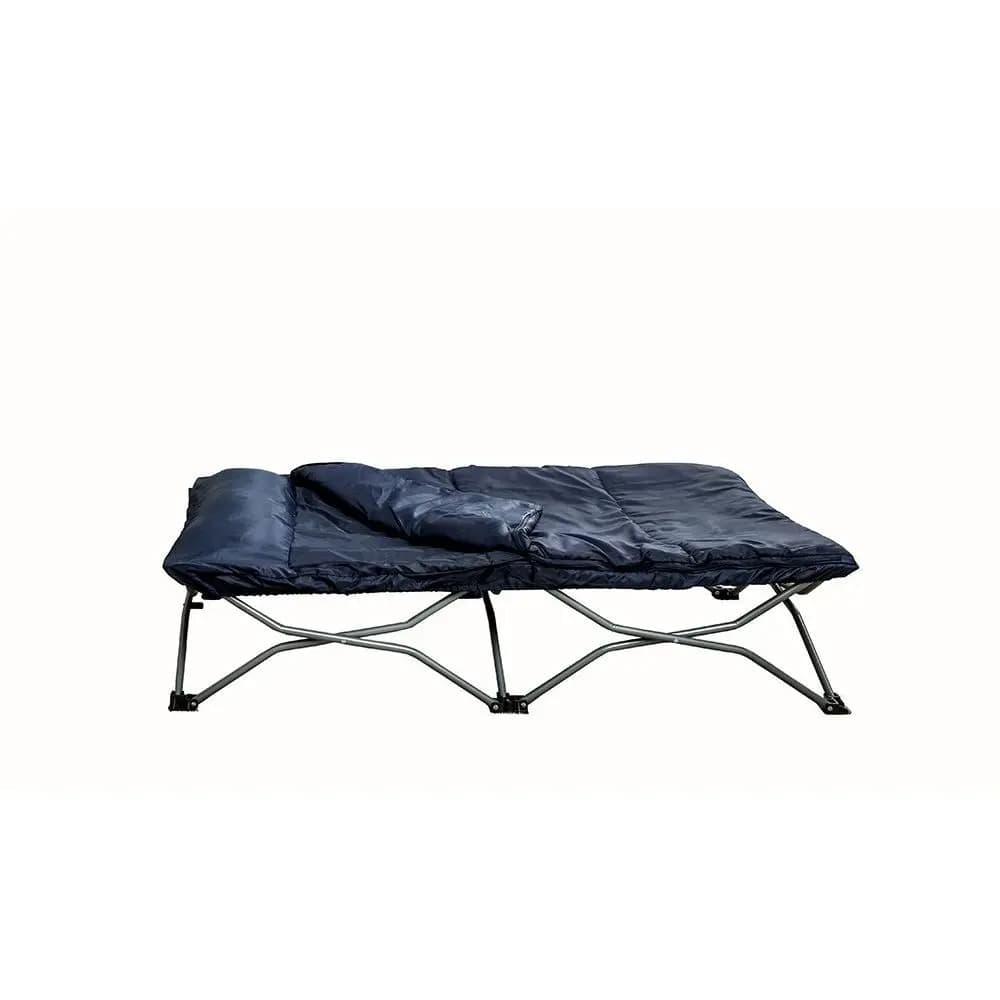 My Cot Deluxe Children's Portable Cot with Pelo and Cushion Bag – Robust Foldable Cot for Interior/External Children from 2 to 5 years, Blue