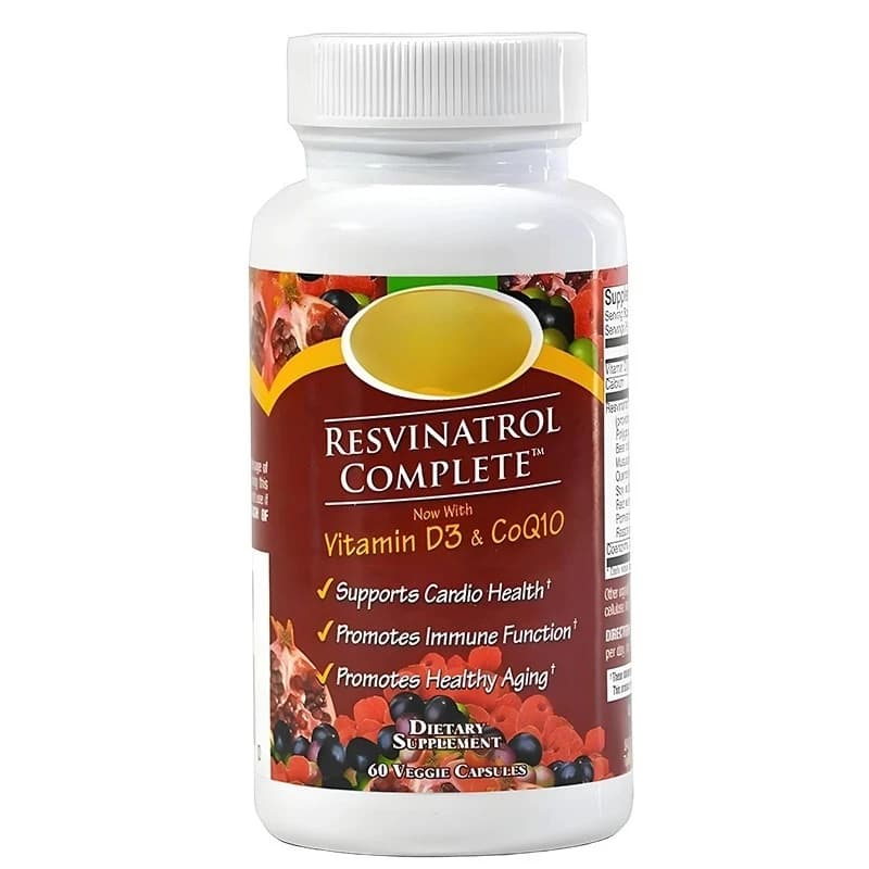 60 capsules - Resveratrol supplement contains quercetin, grape seed extract, vitamin D3, and CoQ10