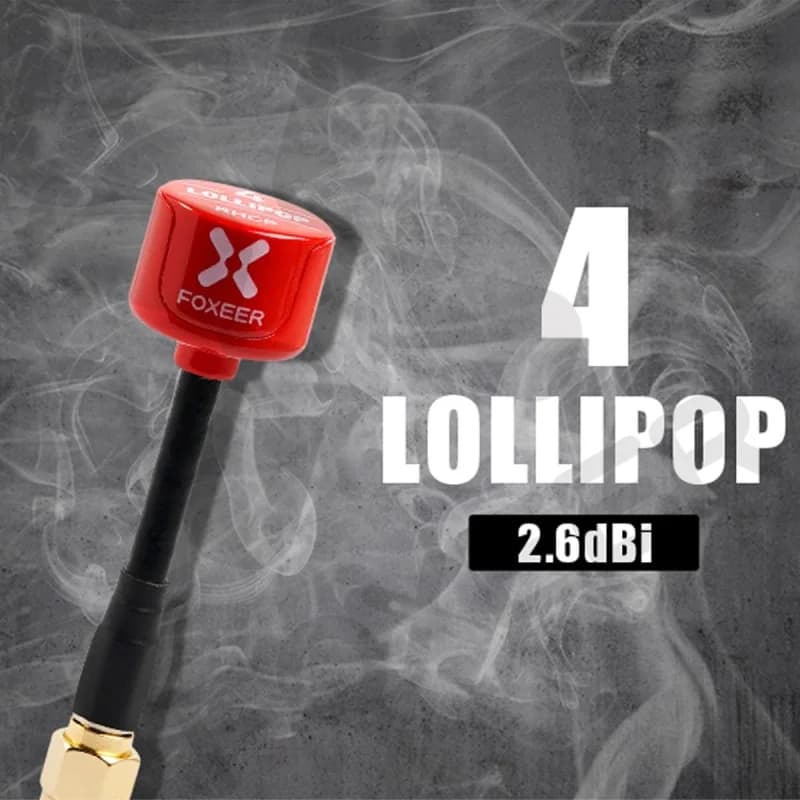 Antenna FPV FOXEER Lollipop 4 Pro 5.8GHz RHCP 2.5dBi ad Alto Guadagno Omnidirezionale SMA per Droni da Corsa FPV, Occhiali Fatshark DJI, TX