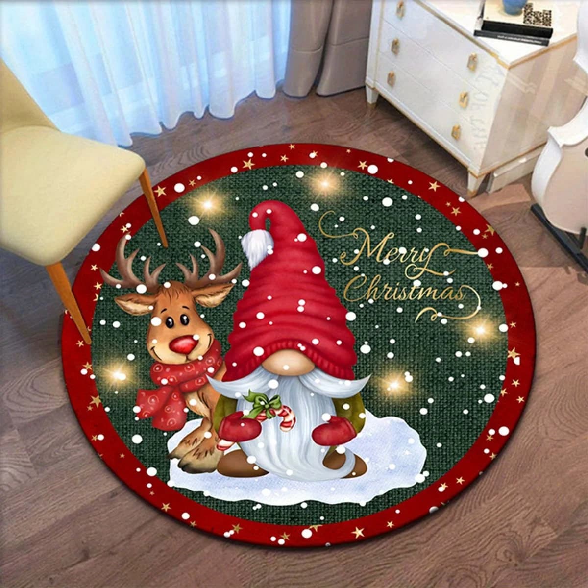 Tappeto 2D per illusione di villaggio di Natale con tunnel regalo di neve, tappeto per la decorazione della casa del paese delle meraviglie invernale, tappetino natalizio accogliente per Natale