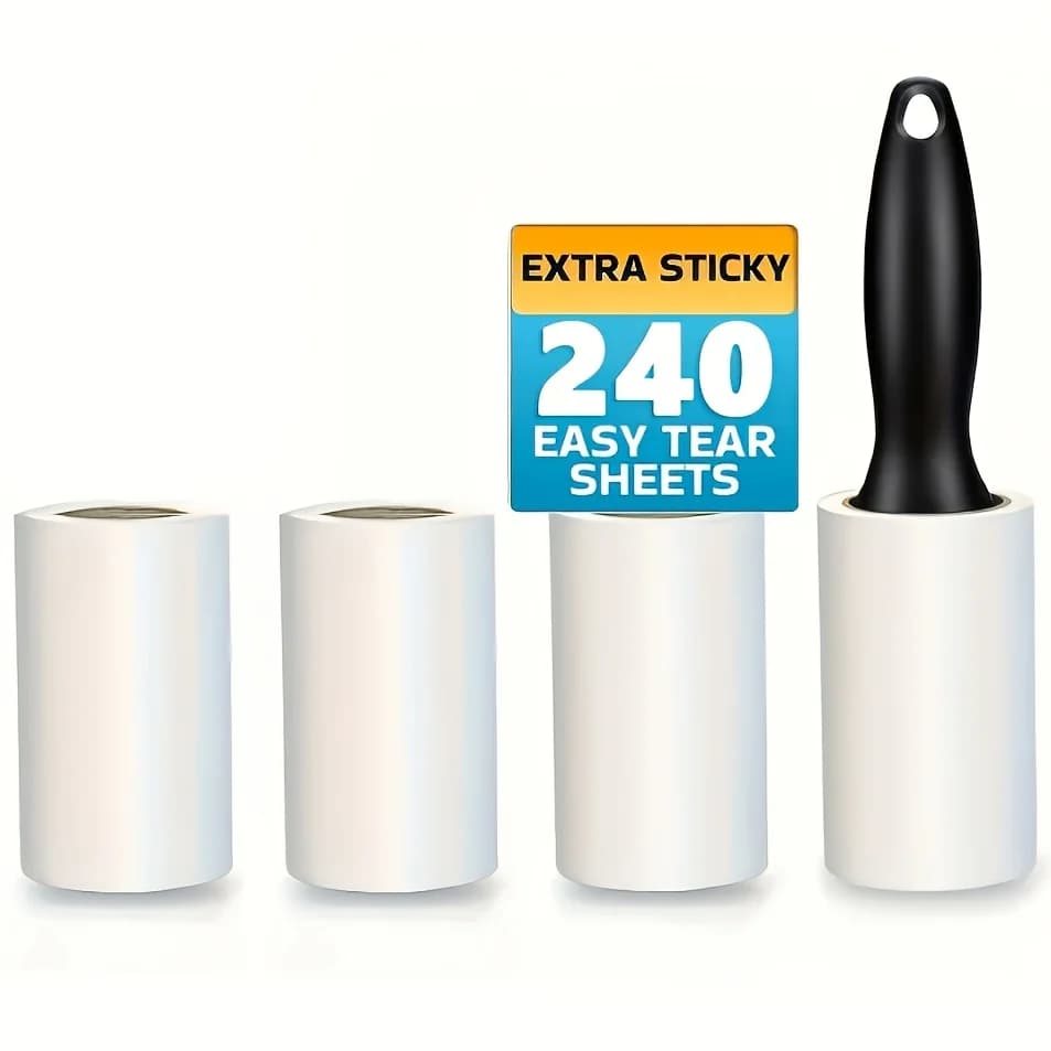 240 Sheets + 1 Roller - Super Strong Suction Lint Roller - Ideal for Furniture and Clothing | Dog and Cat Hair Remover