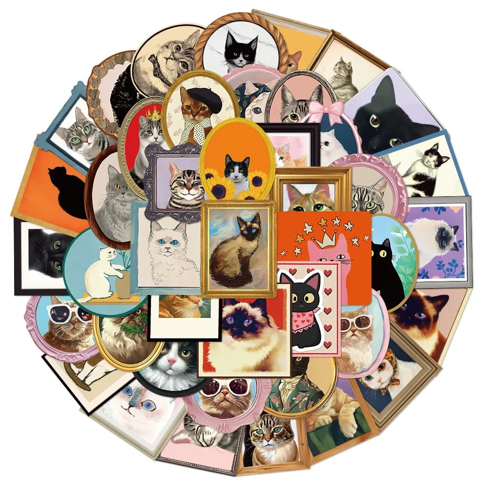 50 pezzi di decorazioni per gatti carini divertenti adesivi graffiti custodia per telefono fai da te notebook scrapbook adesivi per cornice per gatti per telefono