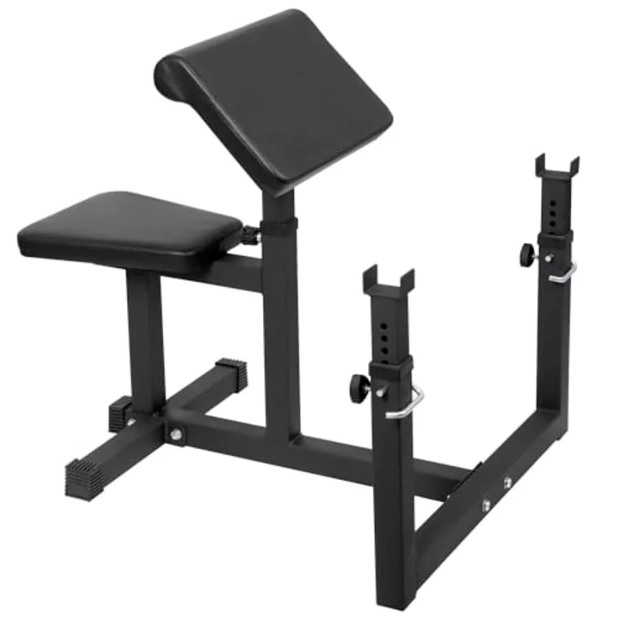 Panca per Bicipiti con Barra Isolata e Manubri, Stazione per Allenamento a Casa, Preacher Curl, Carico Massimo 450 libbre, Acciaio Nero, per Allenamento della Forza