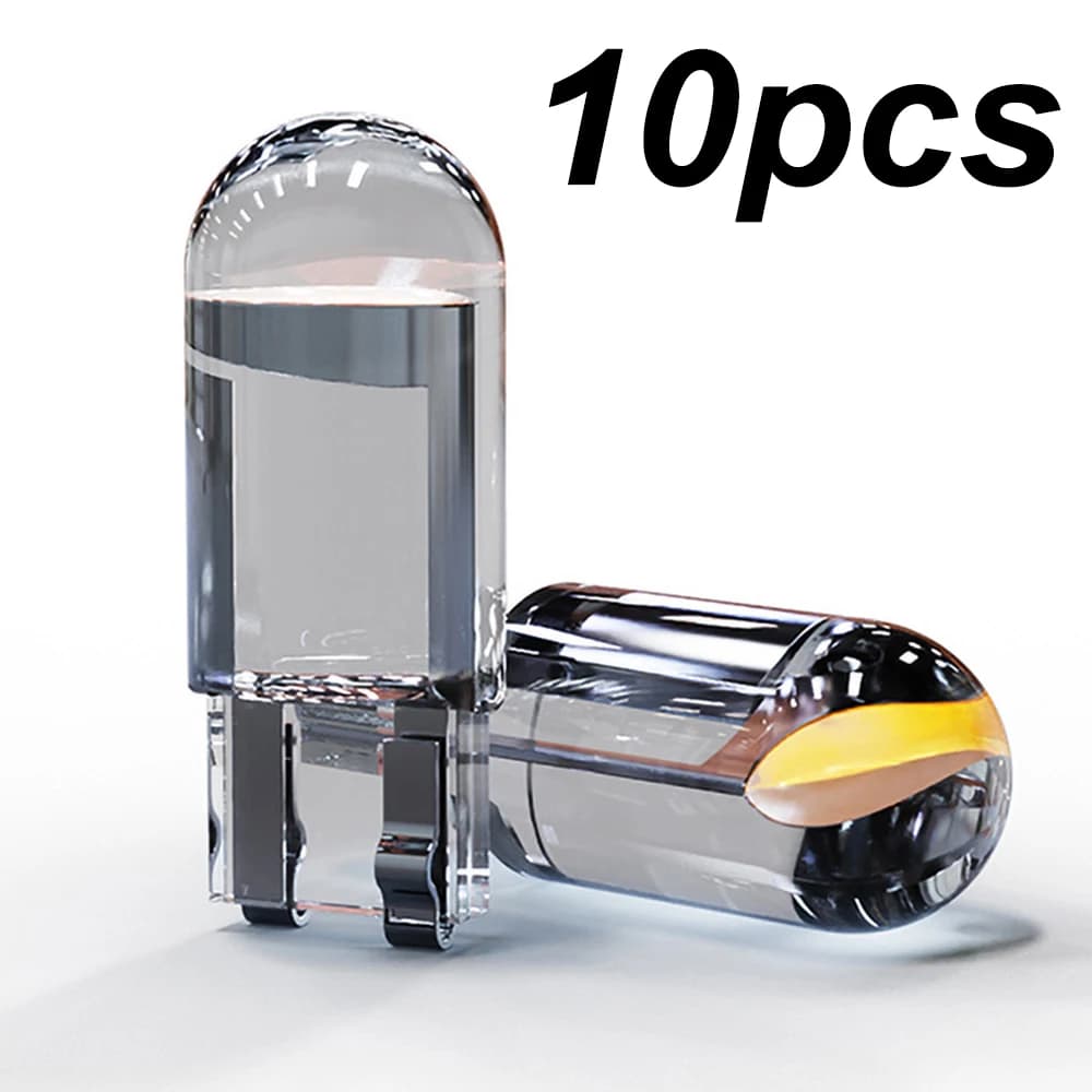 10X New W5W LED T10 Car Lights COB Interior Glass Lamps White Ice Blue Yellow Auto Targa Lamp Cupola Reading Light 12V