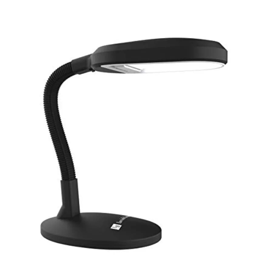 Lampada da Scrivania - Lampada a Luce Solare Naturale con Collo Flessibile Regolabile - Luce per Lettura, Lavoro, Artigianato, Cucito o Compiti - Nera