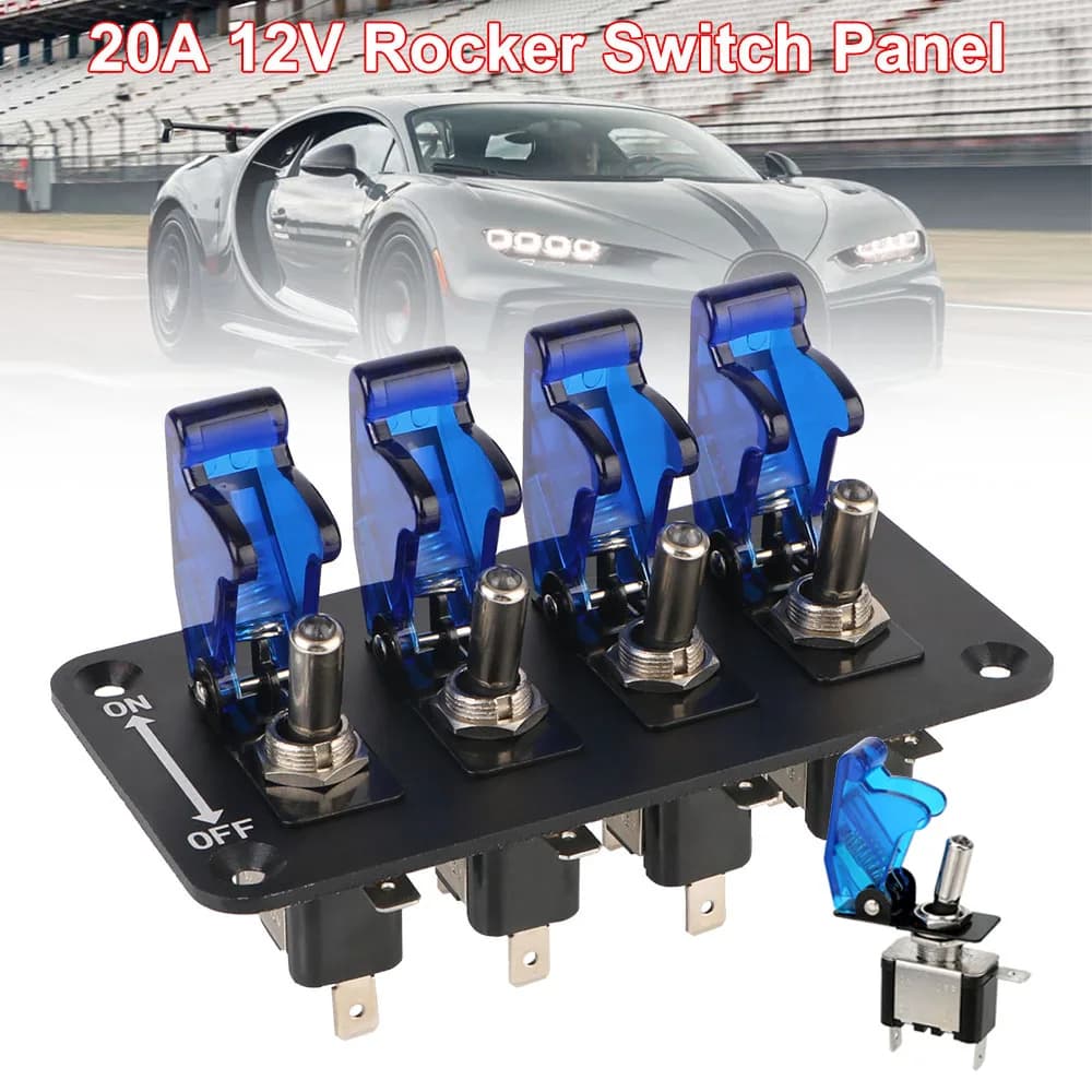 1/4pcs Rocker 20A 12V Pannello interruttori per camion Accensione automatica Pulsante di avvio Indicatore LED Auto da corsa Avviamento Veicoli Luce Toggle