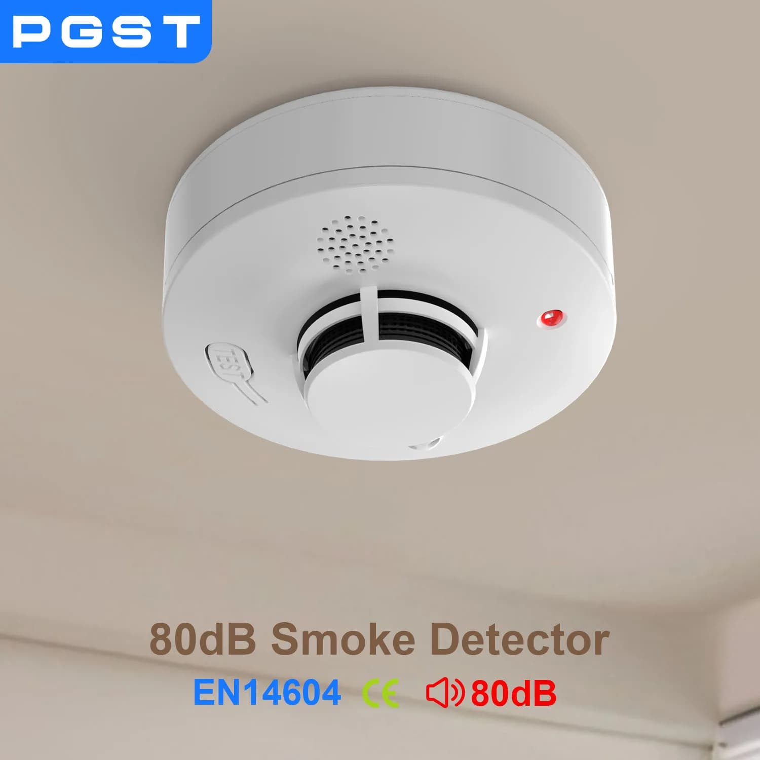 Rilevatore di Fumo Indipendente PGST per Casa, Sensore di Allarme Antincendio, Protezione di Sicurezza Domestica, Tester per Rilevatore di Fumo