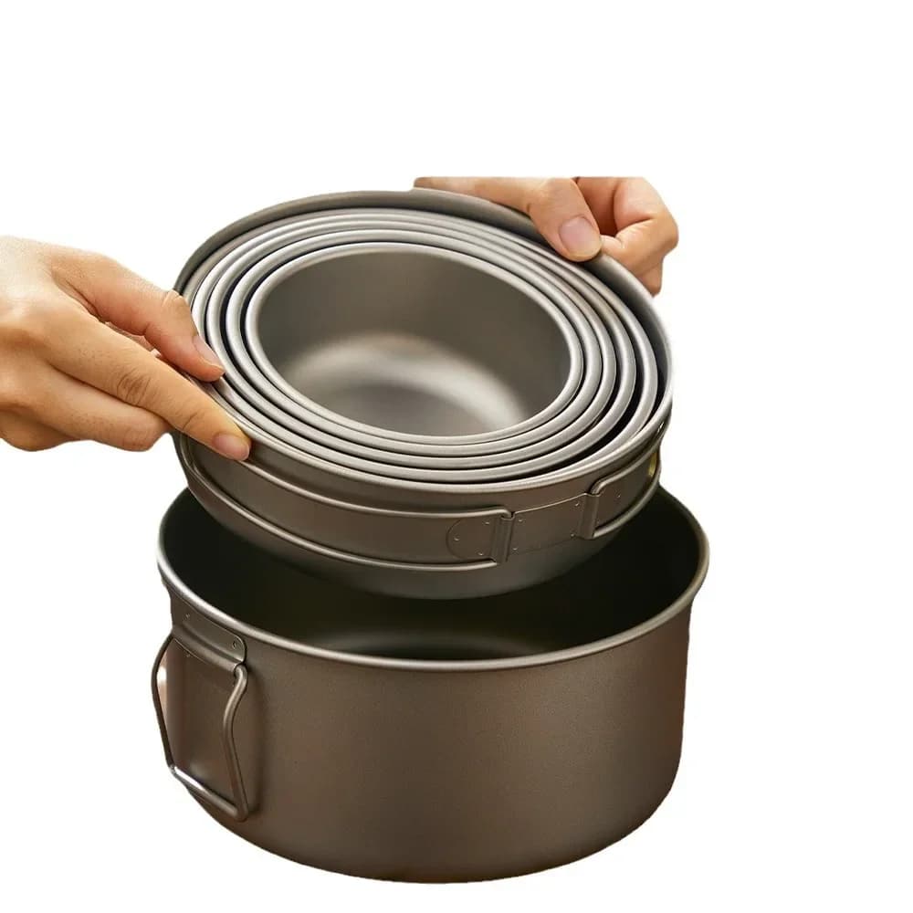 Pure titanium outdoor set, pan, picnic, camping, combination of dishes, folding, light and portable